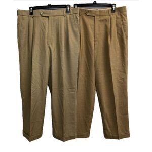Lot Of 2 Ballin Comfort-EZE Super 110's Men's‎ 34 Wool Dress Pants Pleated Beige
